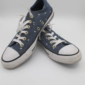 Women's Polka Dot Denim Like Converse Low Tops Size 8